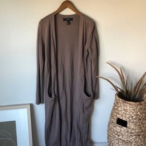 Forever 21 Longline Taupe Cardigan